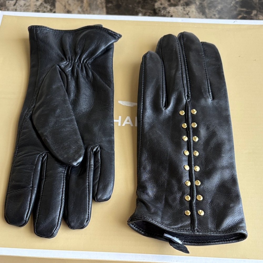 Michael Kors Black Gloves with Gold Accents - Picture 3 of 3